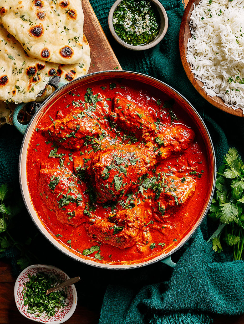 A pot of chicken with a spoon in it.