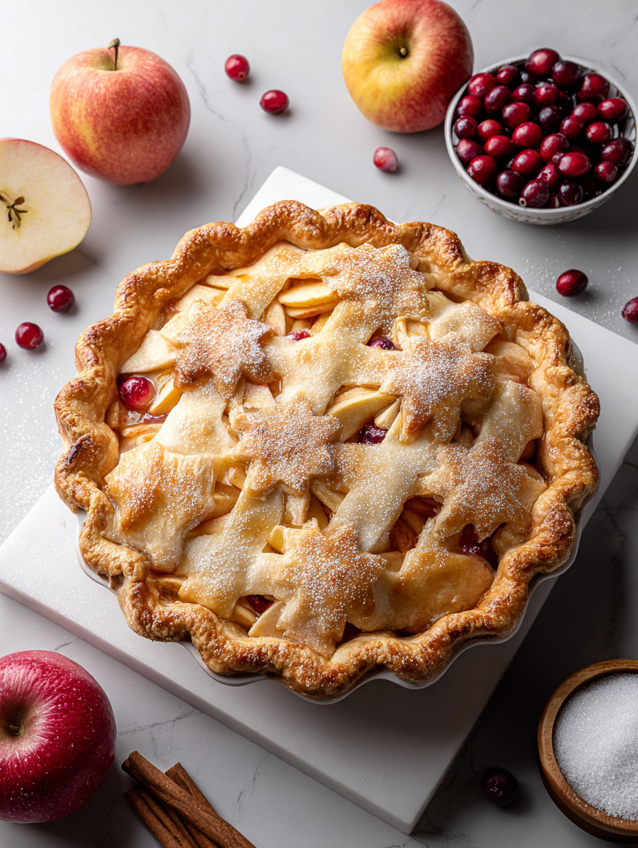 A pie with a star pattern on top of it.