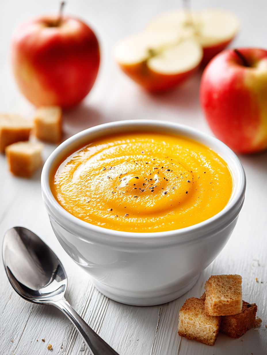 A bowl of butternut squash apple soup.