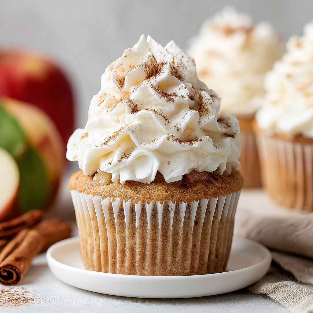 A cupcake with whipped cream and cinnamon on top.