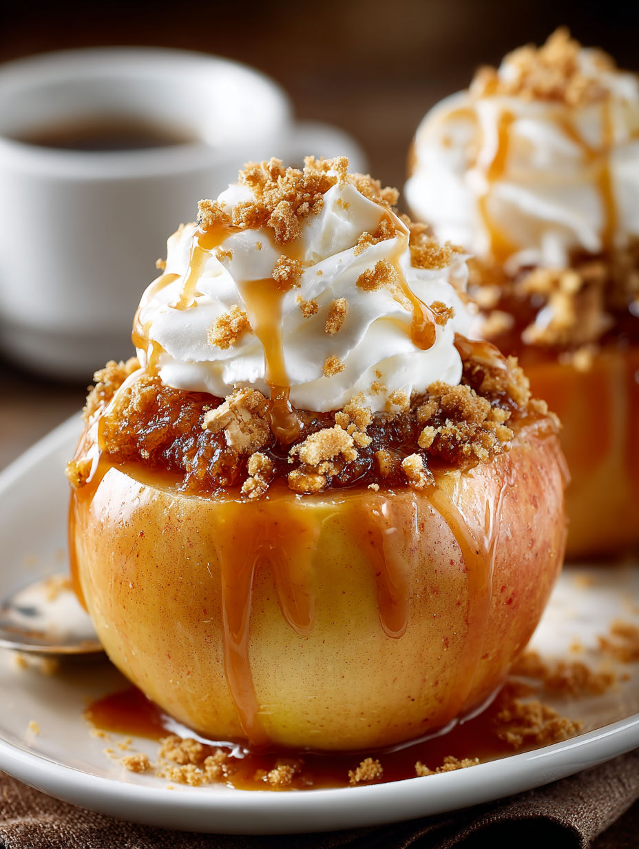A plate of pumpkin pie stuffed apples.