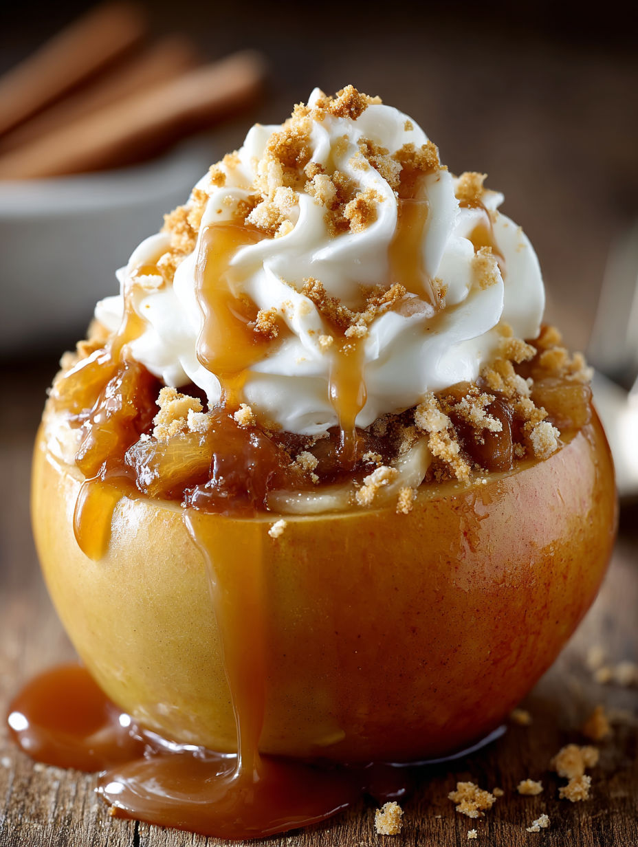A bowl of pumpkin pie stuffed apples.