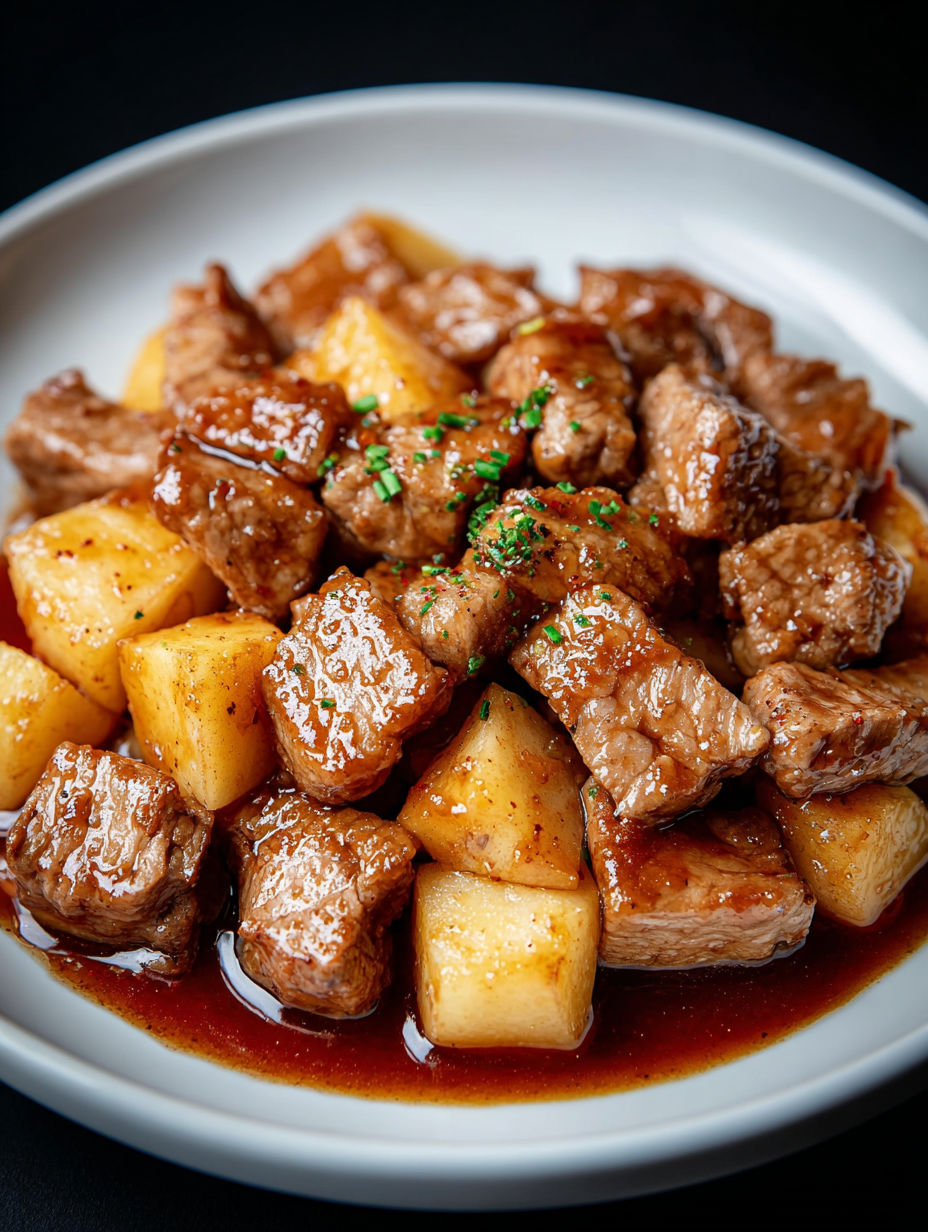 A plate of meat and potatoes.