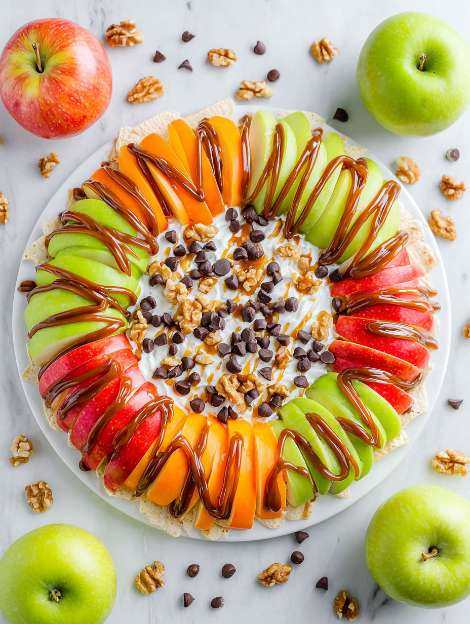A plate of Caramel Apple Nachos.