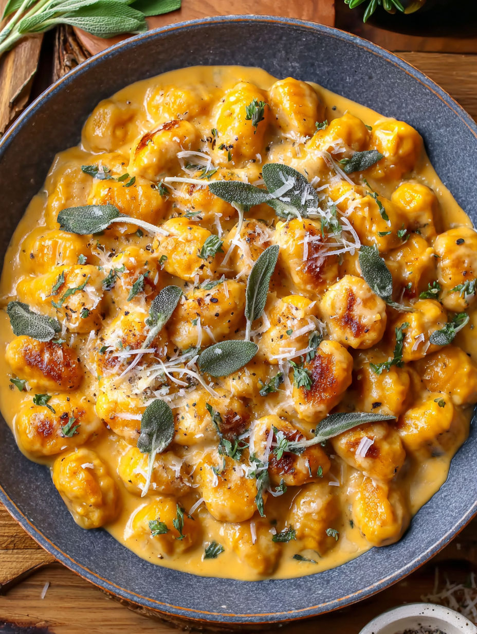 A bowl of food with cheese and herbs.