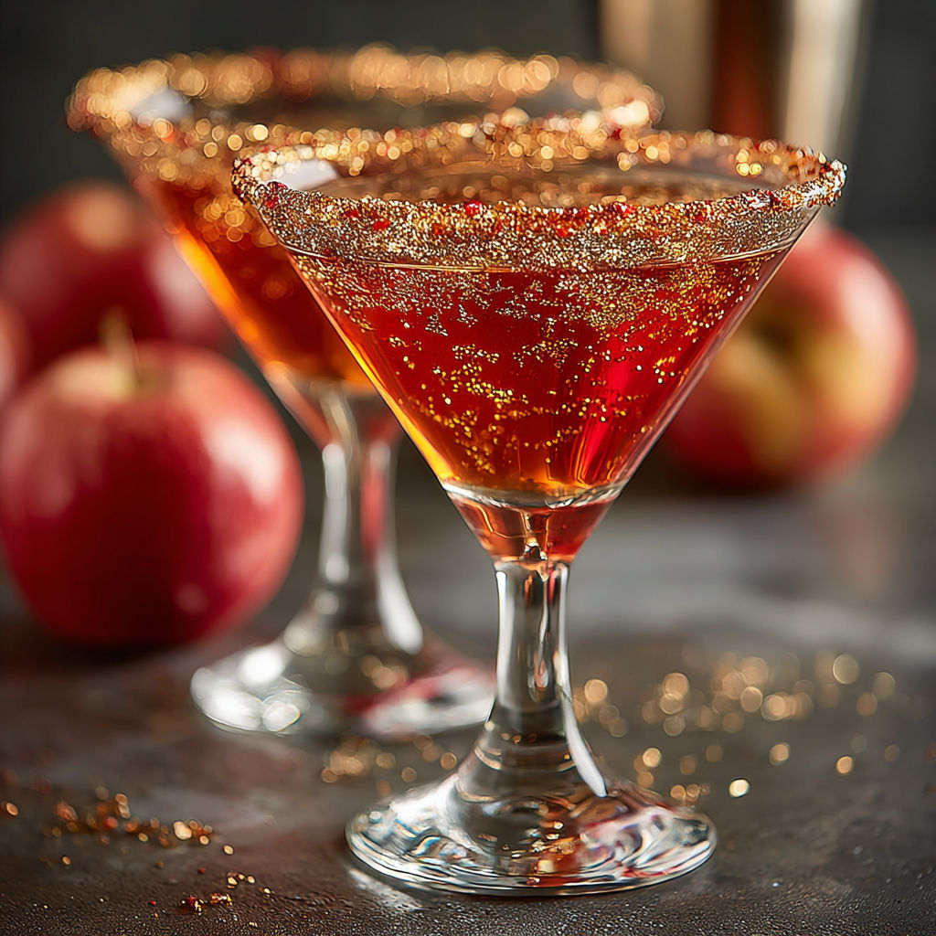 Two glasses of a Cursed Apple Martini.