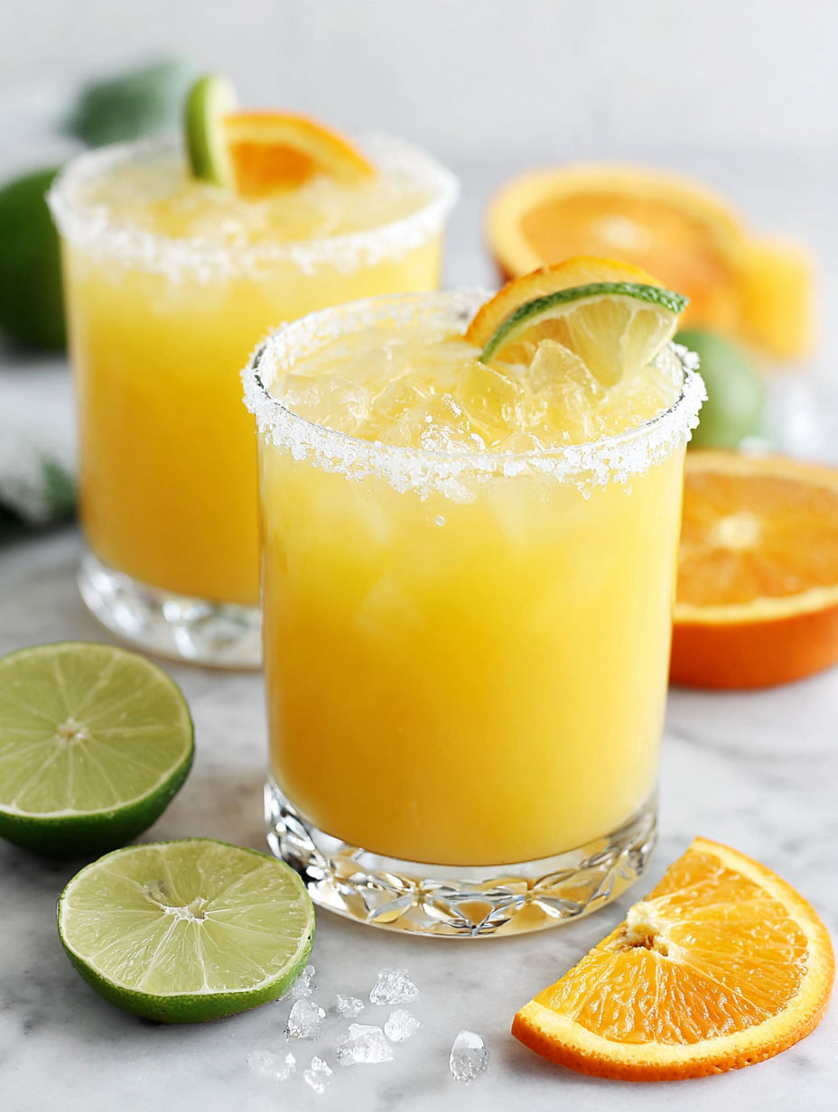 Two glasses of Cinco De Drinko on a table.