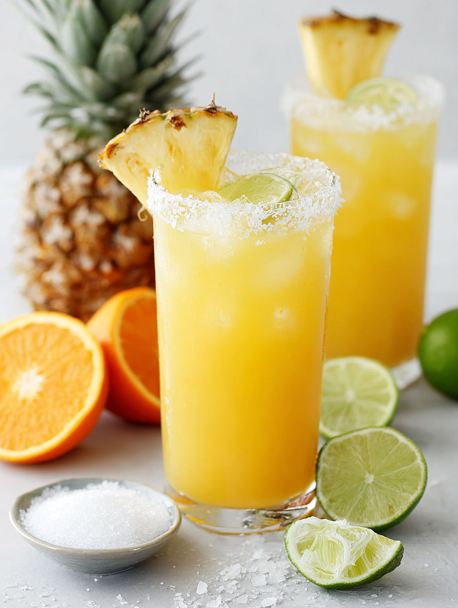 Two glasses of Cinco De Drinko on a table.
