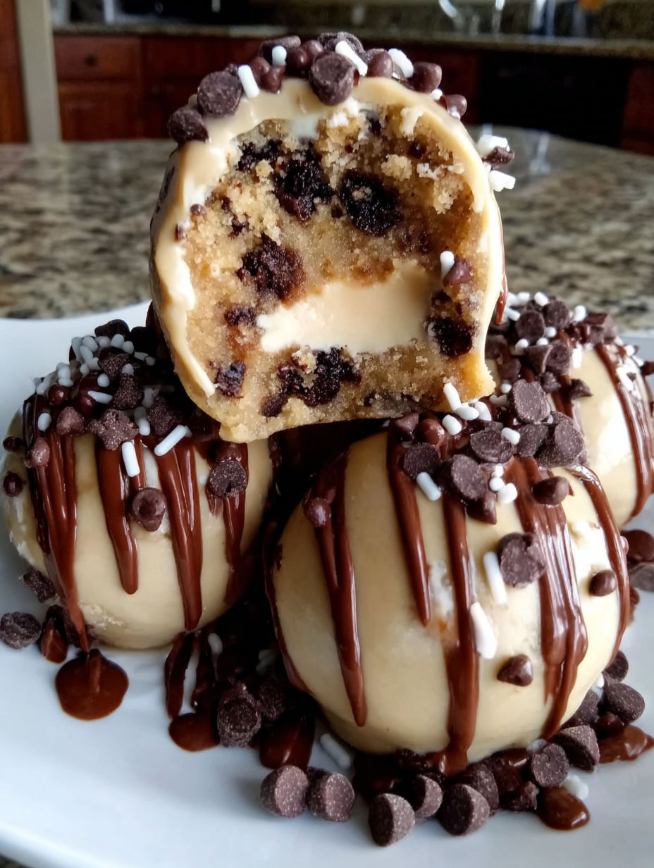 Chocolate and white cookie dough brownie bombs.