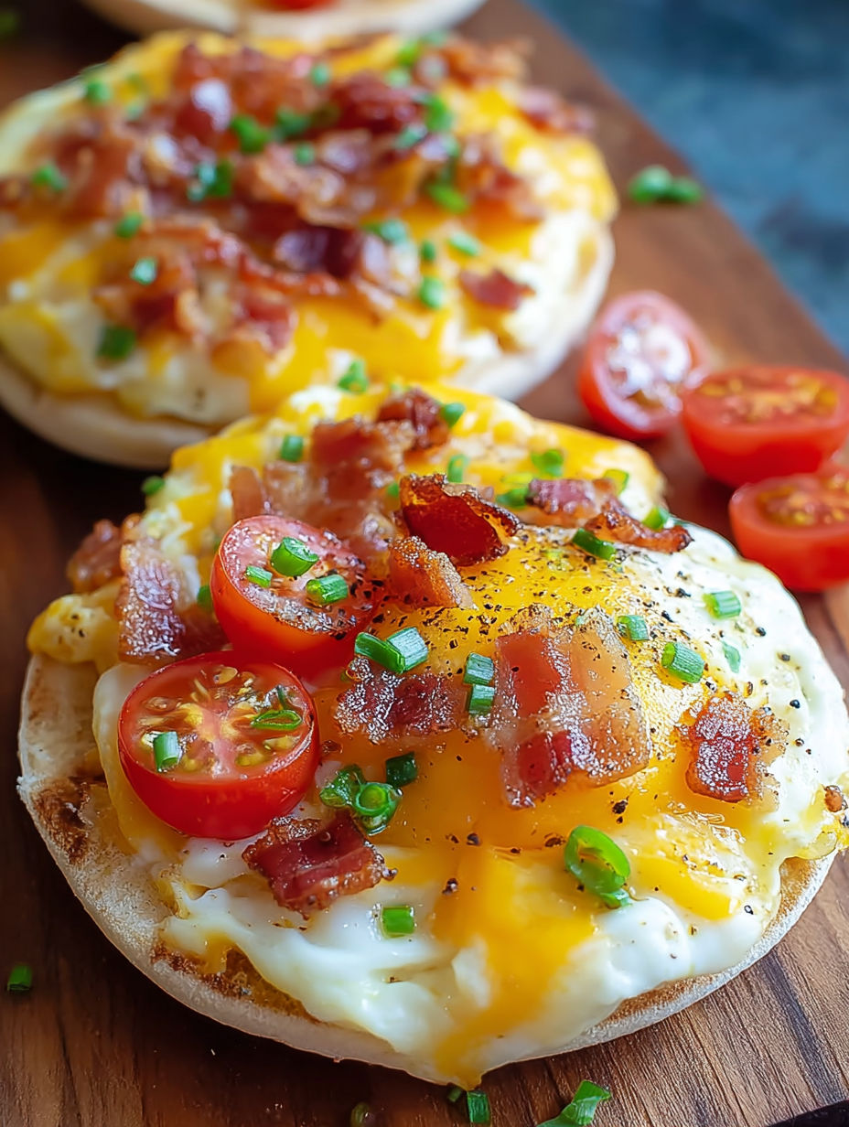 A breakfast sandwich with bacon, tomato, and egg.