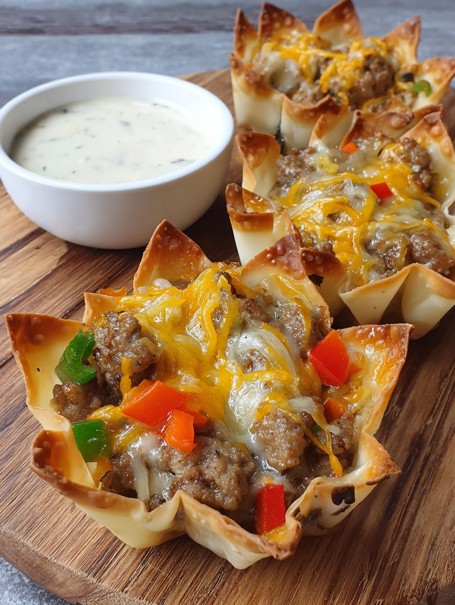 A bowl of sauce and a plate of food.
