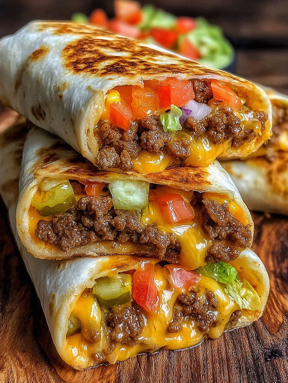Air fryer cheeseburger wraps.