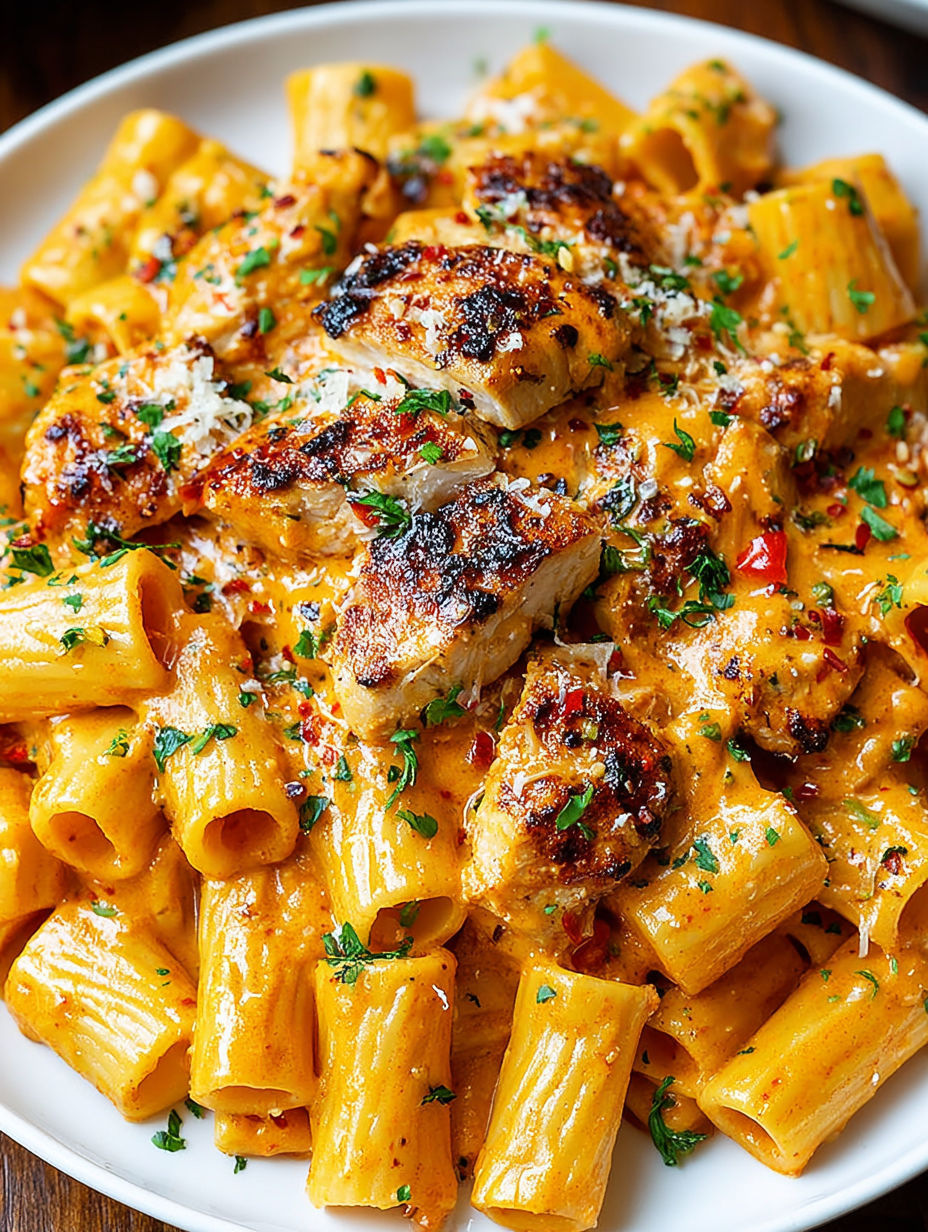 Spicy Cajun Chicken with Penne Pasta.