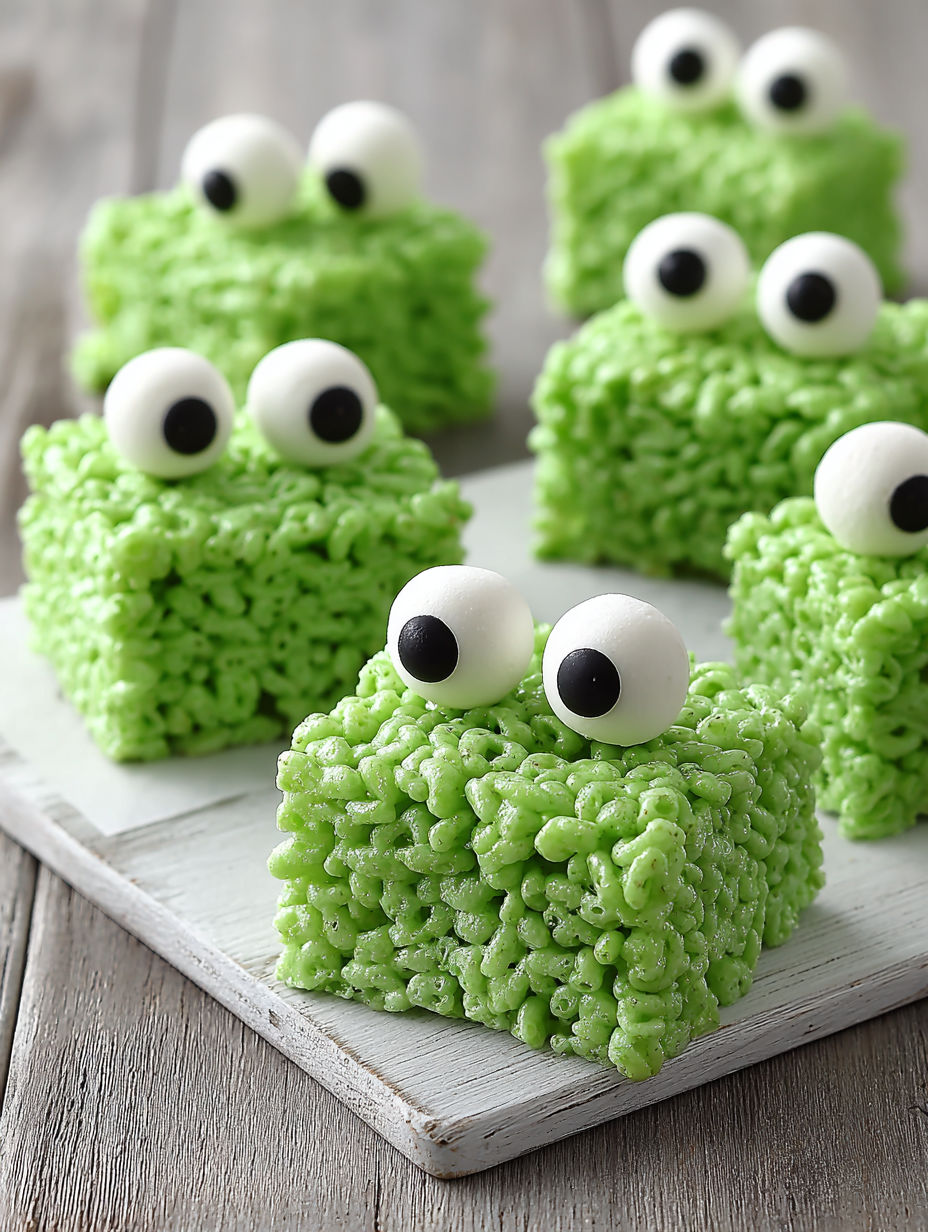 Green frosted cake with black eyes and a green frog face.