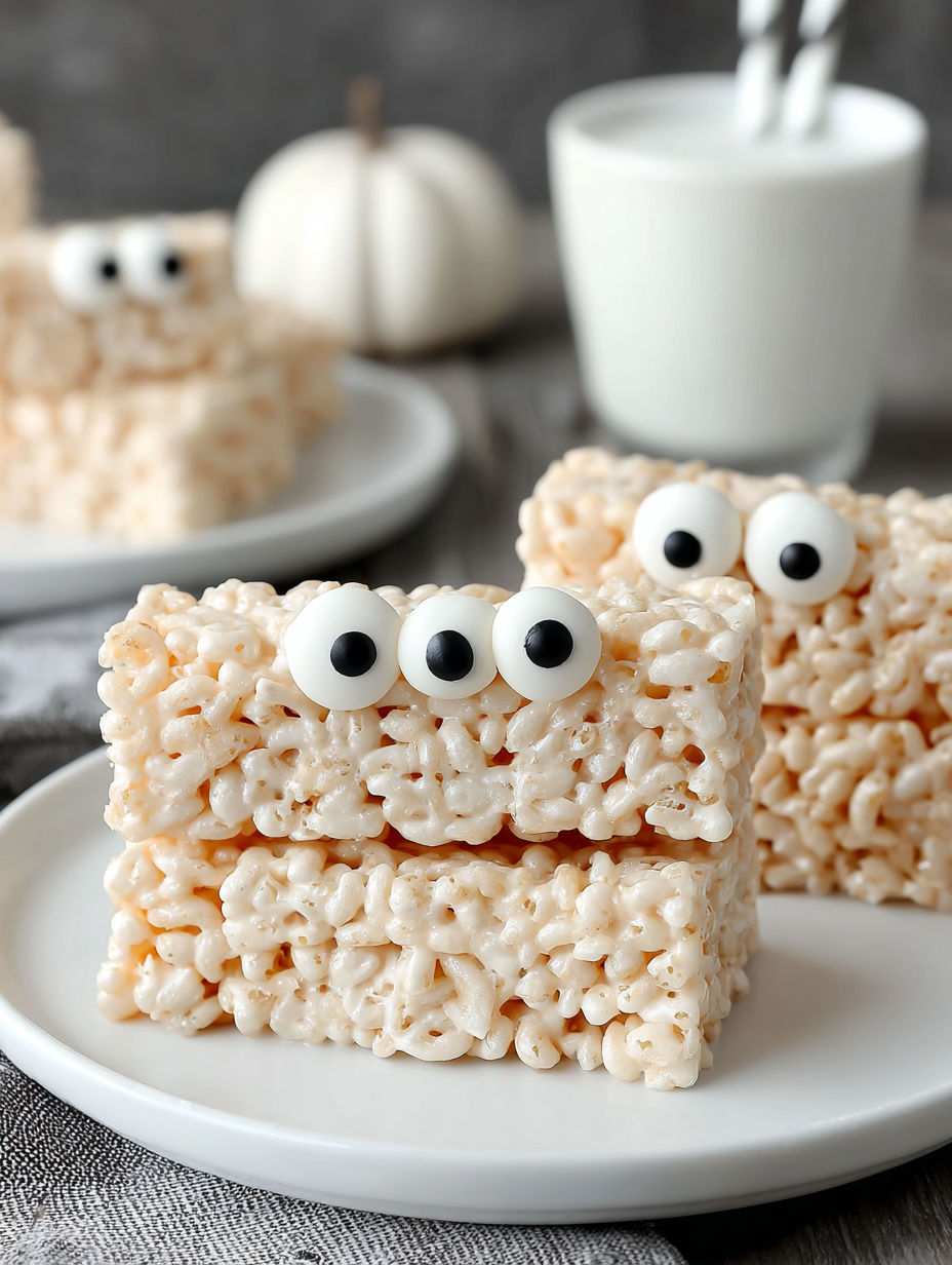 A plate of cereal with two eyes drawn on it.