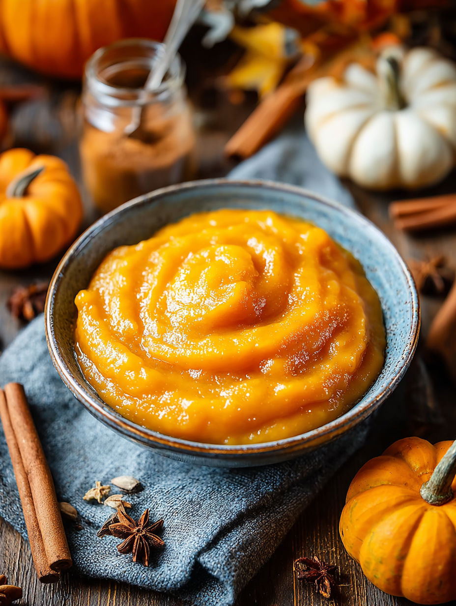 A bowl of creamy puré de calabaza.
