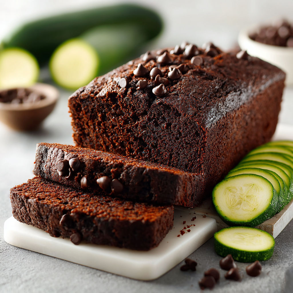 A slice of chocolate zucchini bread.