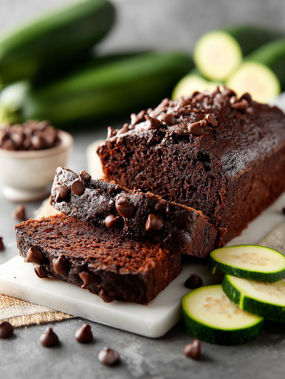 A slice of chocolate zucchini bread.