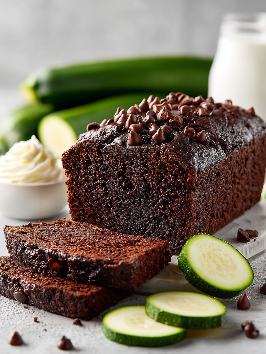 A slice of chocolate zucchini bread.