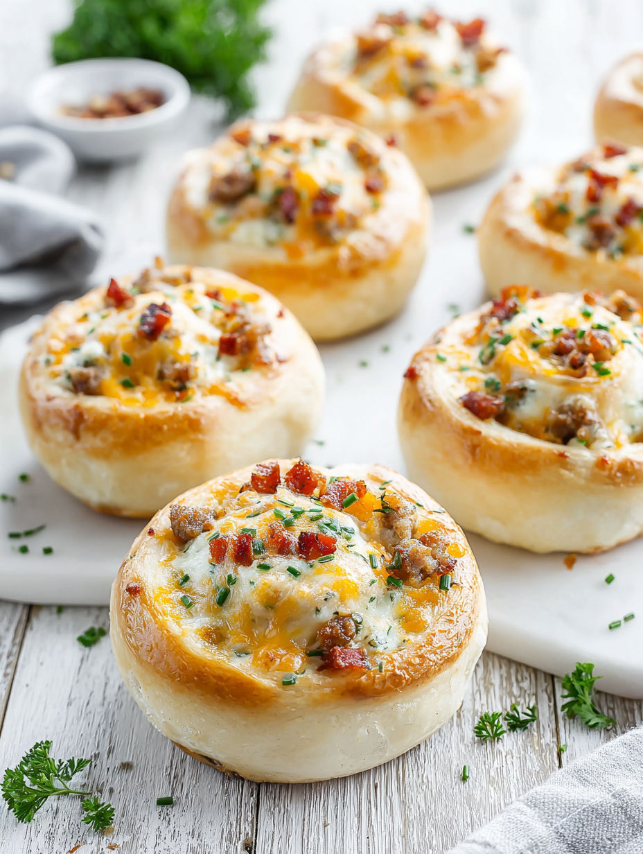 A plate of French Onion Breakfast Rolls.
