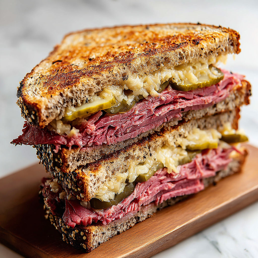 A sandwich with pastrami on rye.