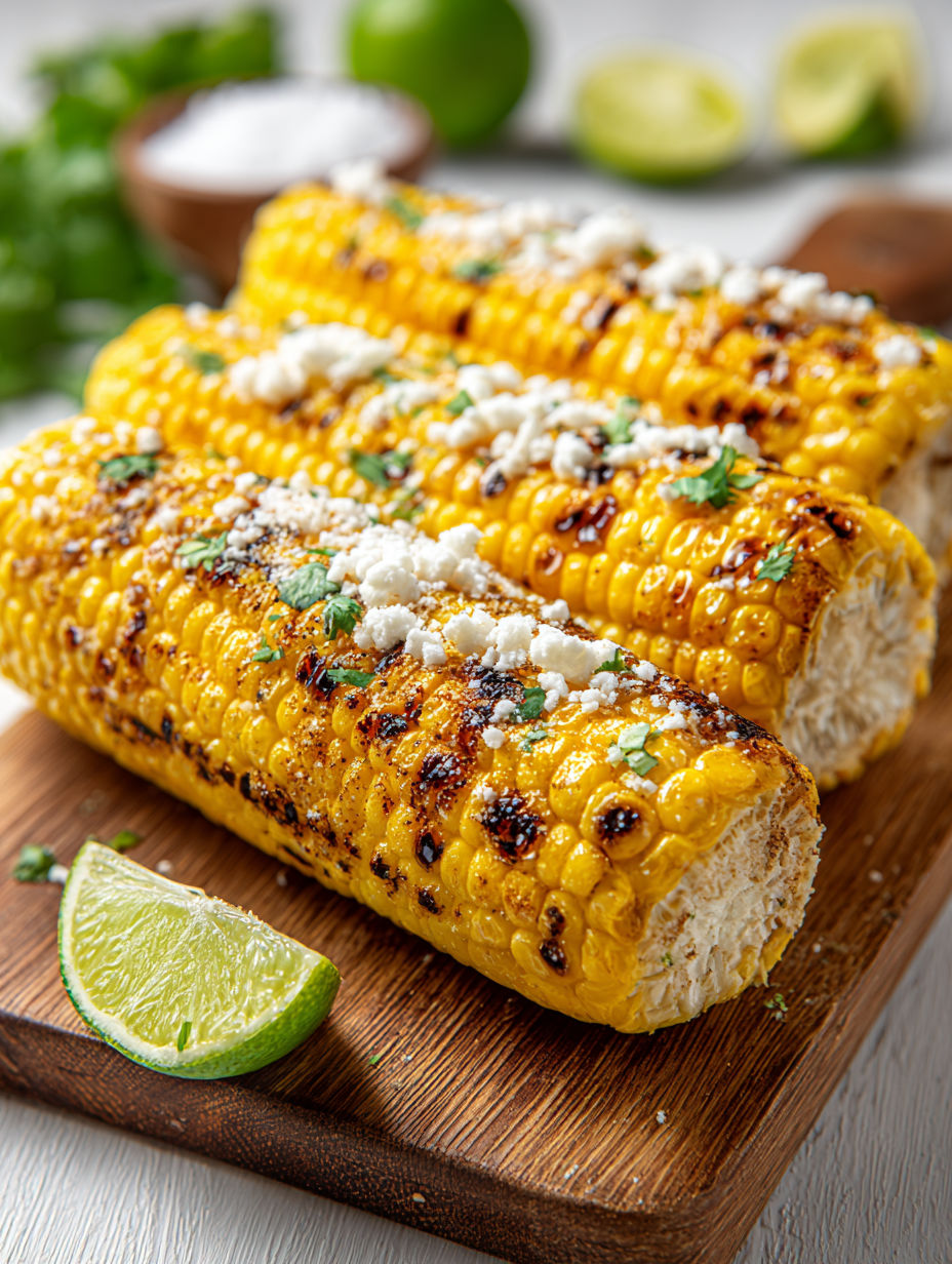 A corn on the cob with cheese on it.