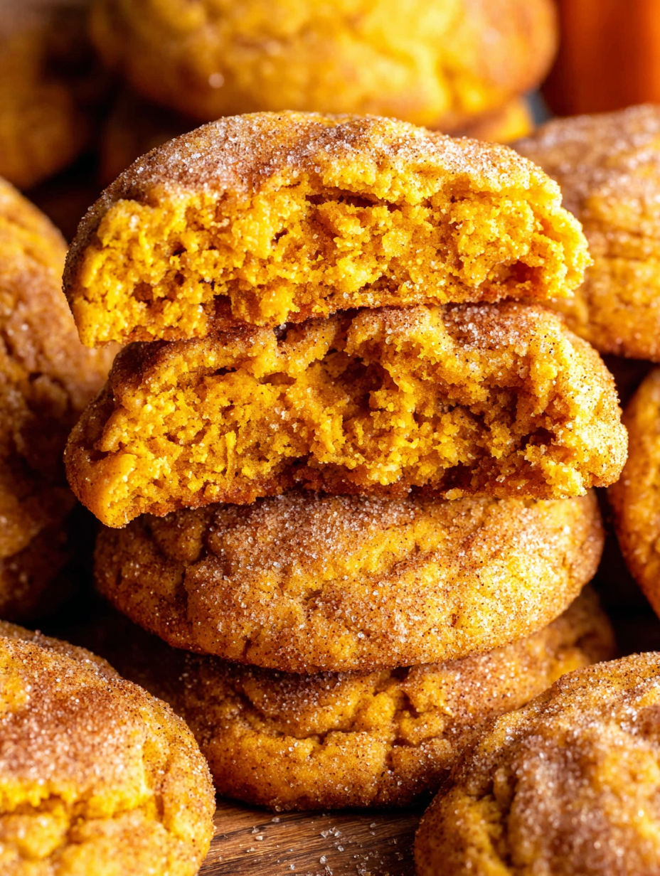 A stack of pumpkin snickerdoodle cookies.