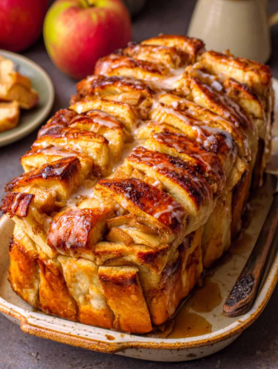 A delicious looking apple pie pull apart bread.