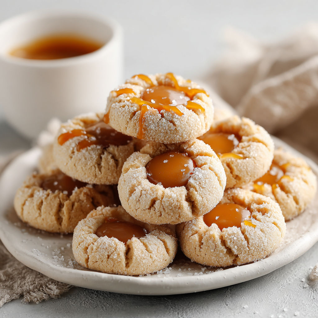 A stack of salted caramel cookies.