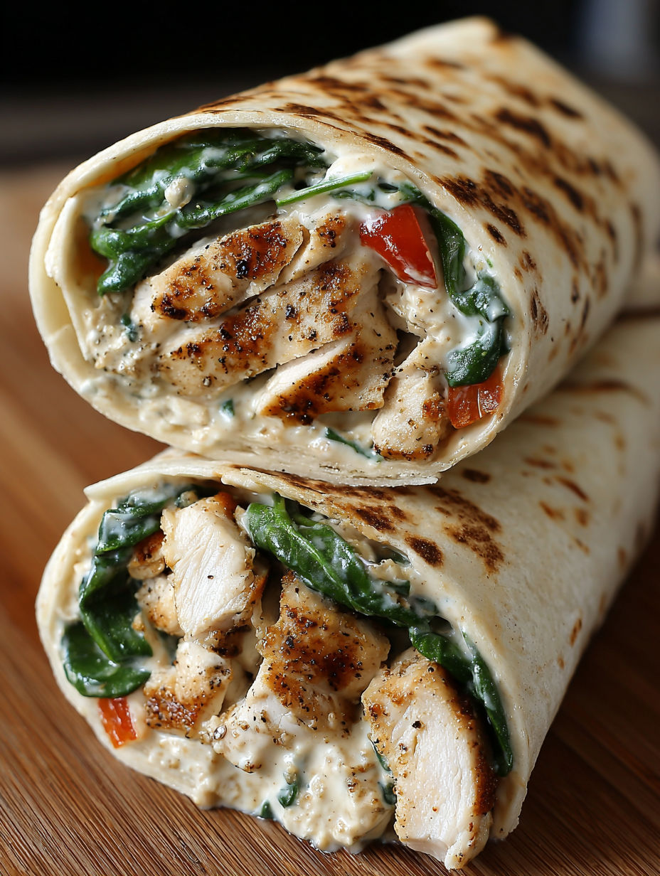 A Creamy Garlic Chicken Wrap.