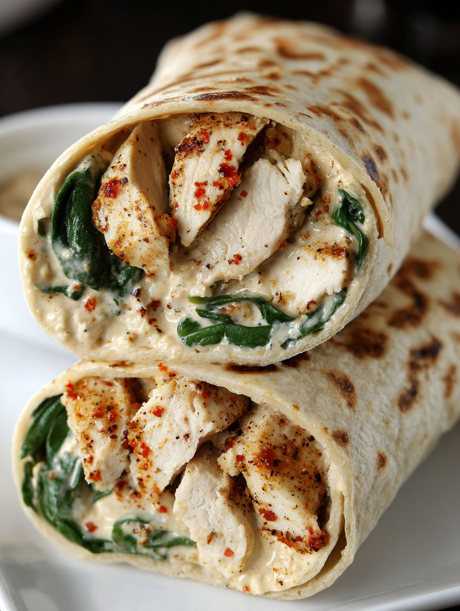 A creamy garlic chicken wrap.