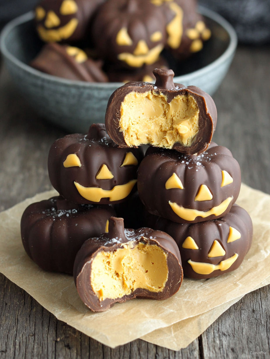 Chocolate peanut butter pumpkin candies.