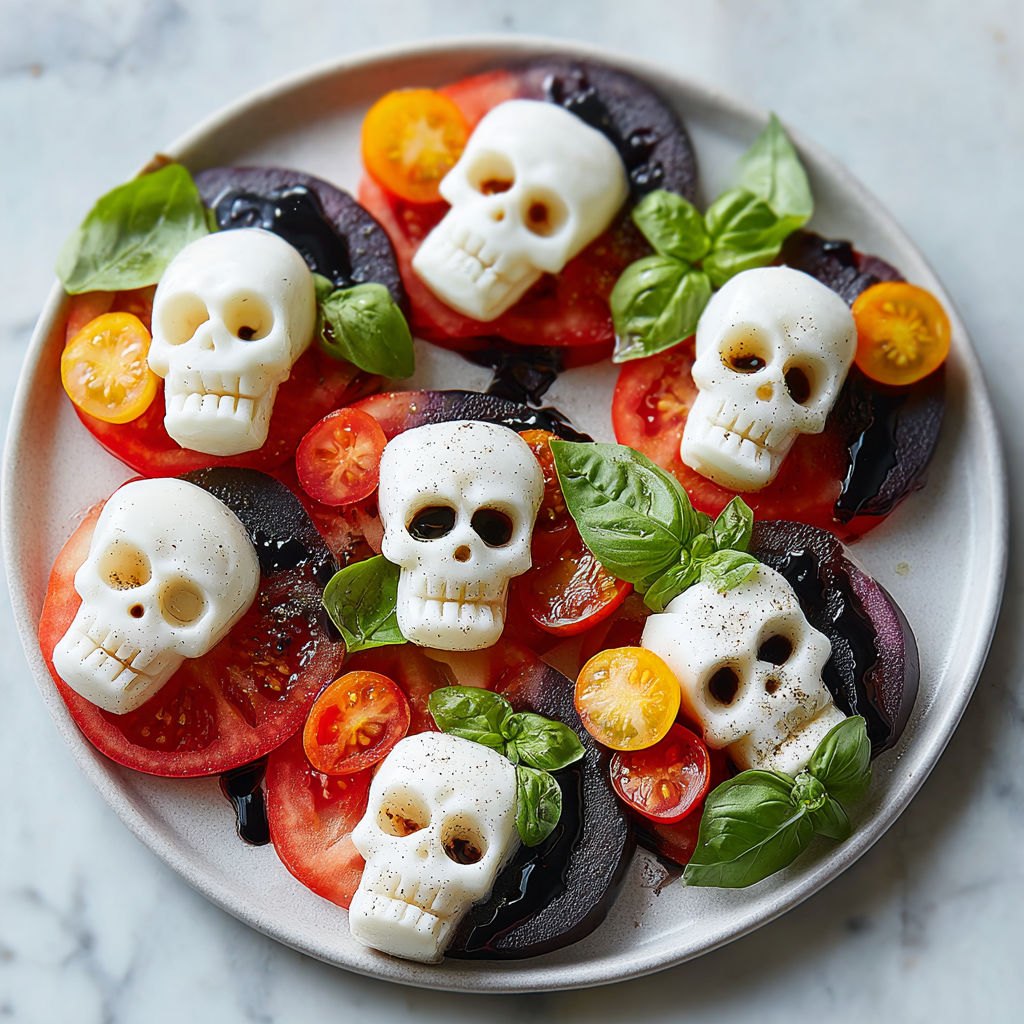 A plate of food with skulls on it.