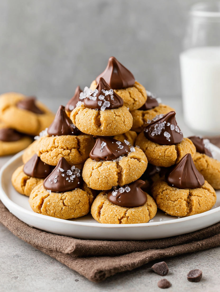 A stack of chocolate covered pumpkin blossom cookies.