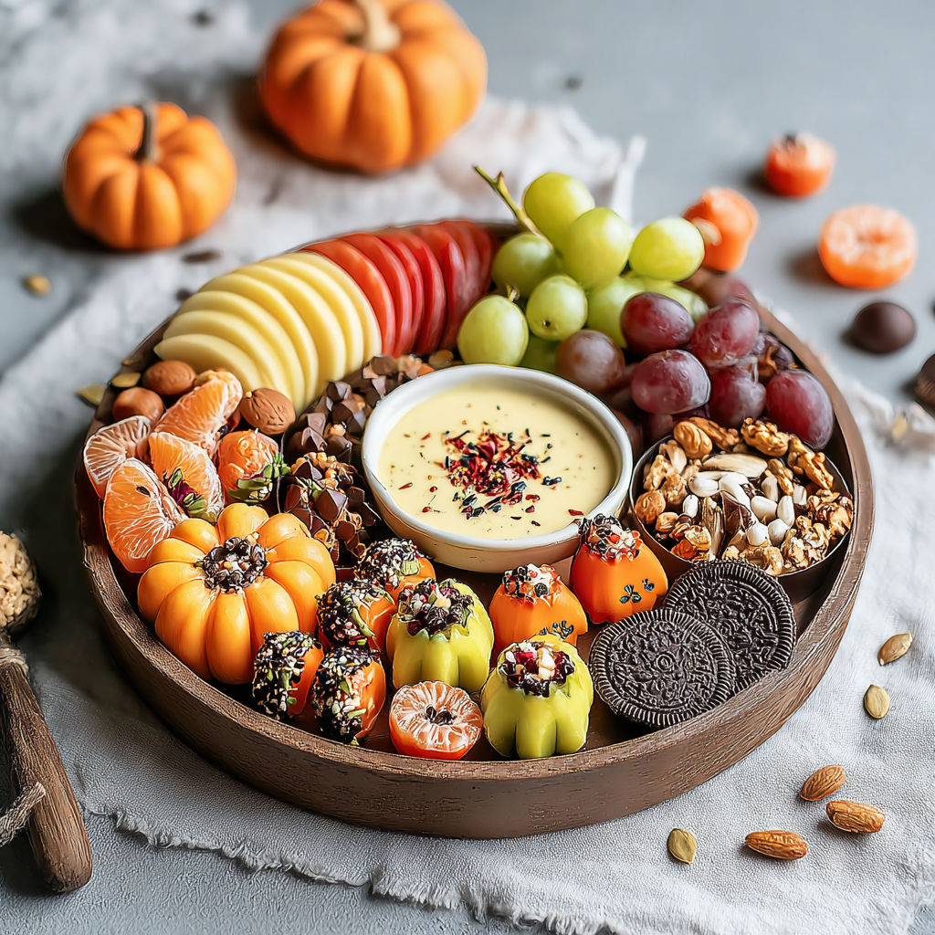 A platter of healthy Halloween desserts.