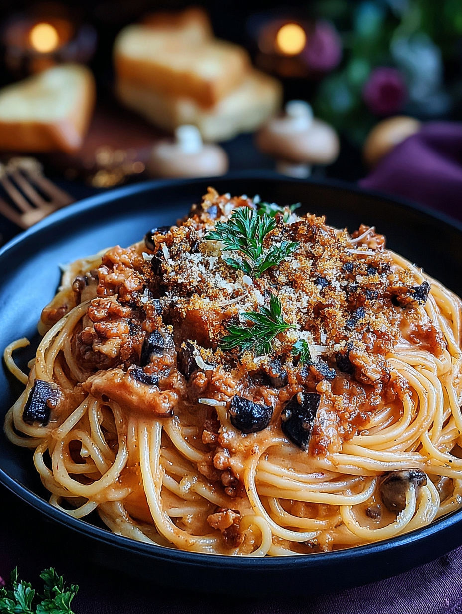 A plate of spaghetti with meat sauce and cheese.