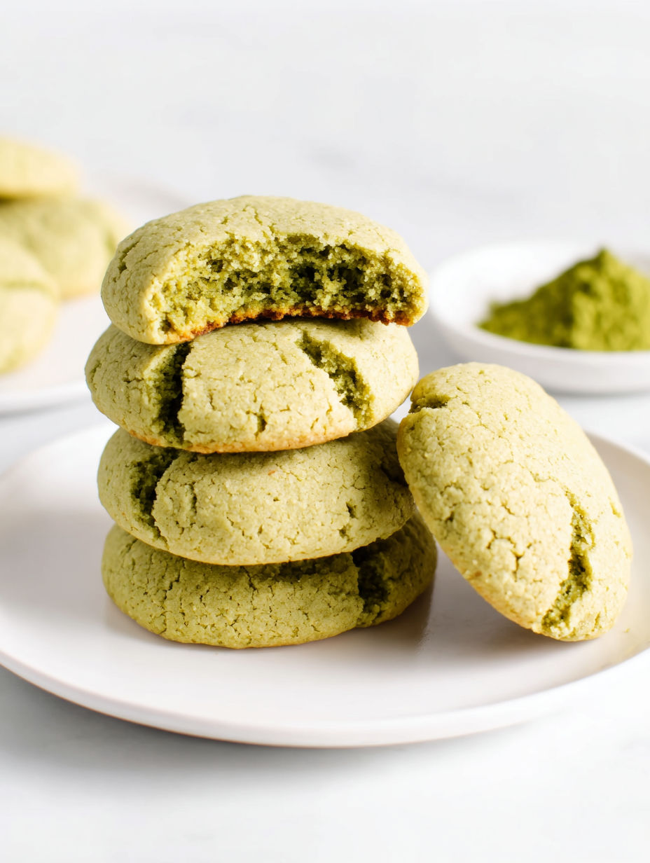 A stack of green cookies on a plate.