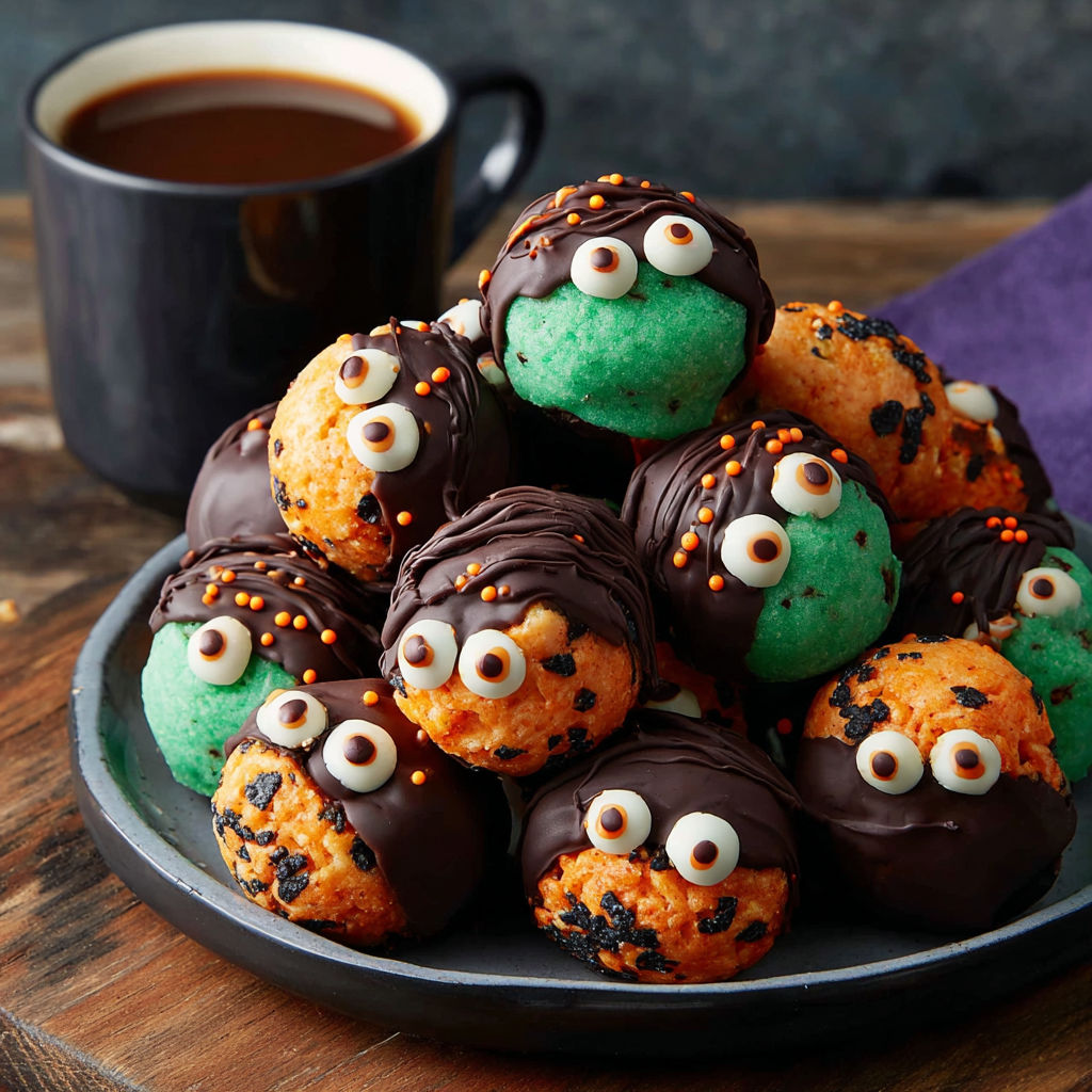 A plate of Halloween Buckeyes.