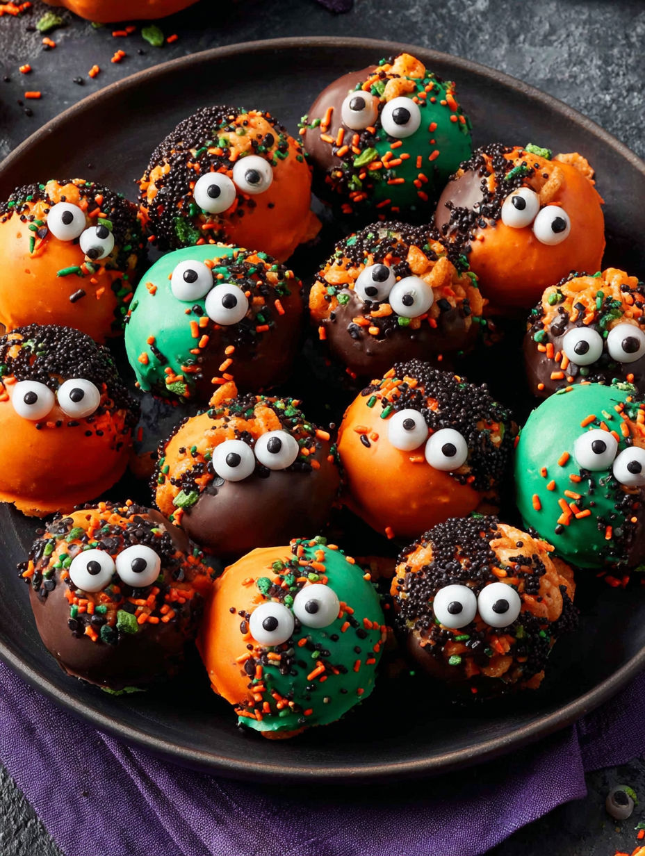 A plate of Halloween Buckeyes.