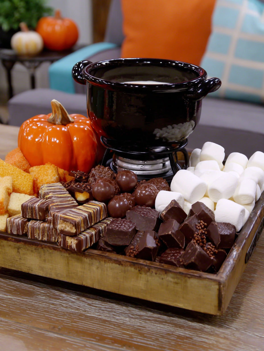 A table with a bowl of candy and a pumpkin.
