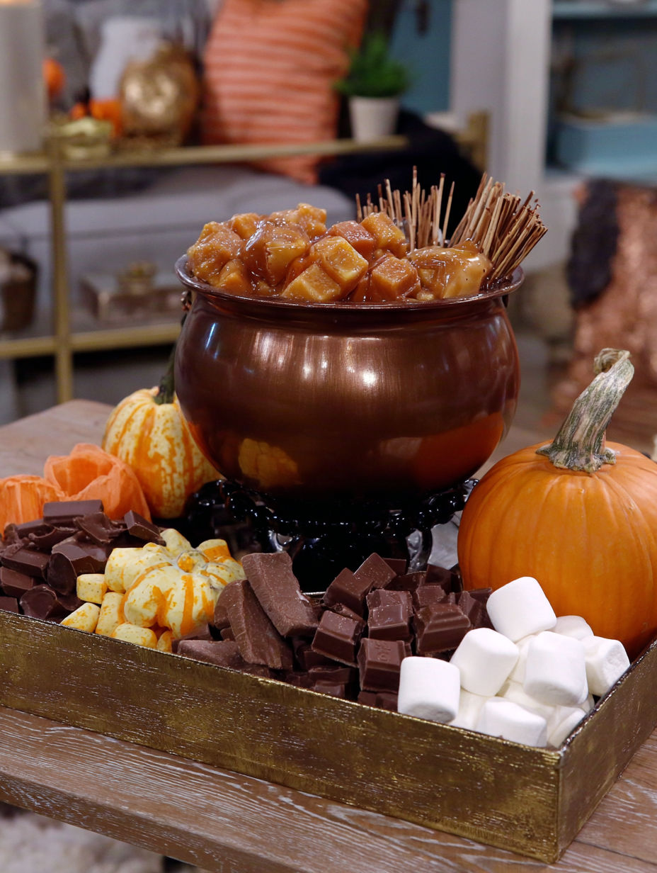 A bowl of candy is on a table.