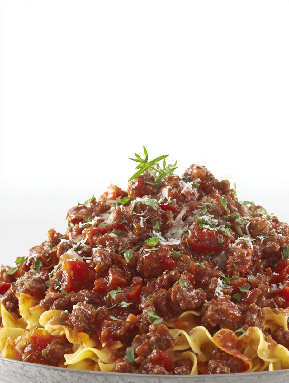 A plate of ground meat with cheese and tomatoes.