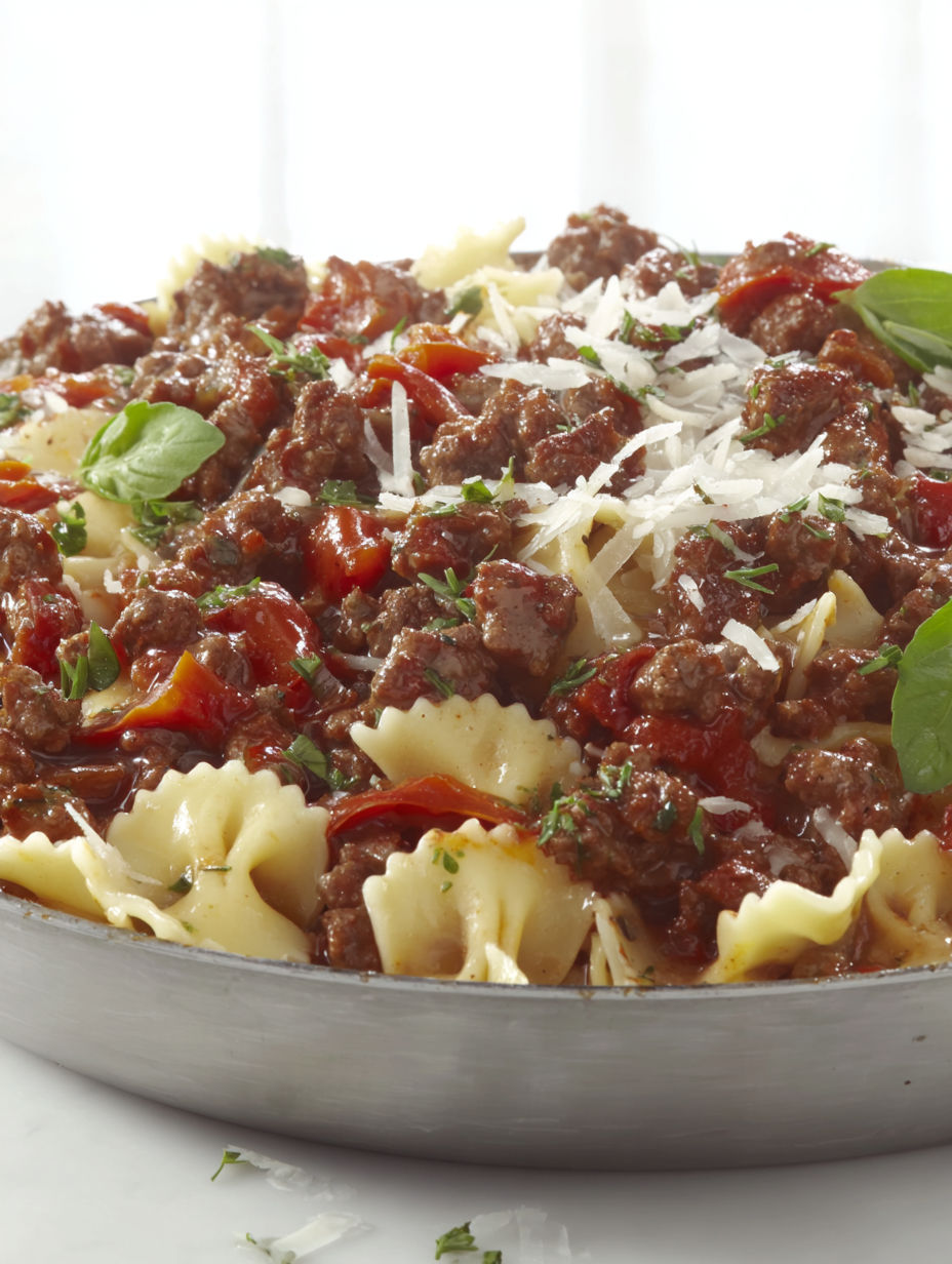 A plate of food with meat and noodles.
