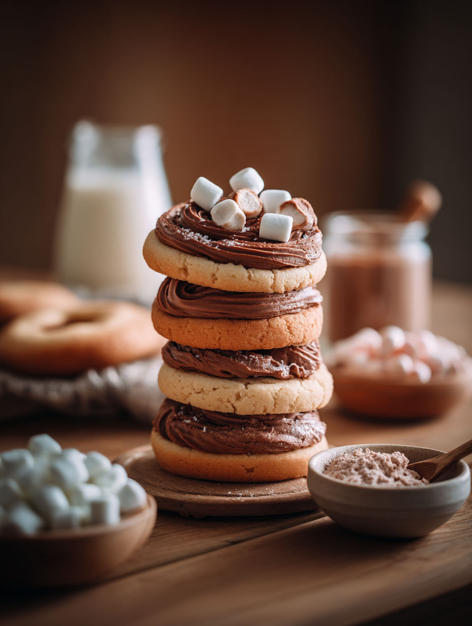 A stack of chocolate marshmallow swirl cookies.