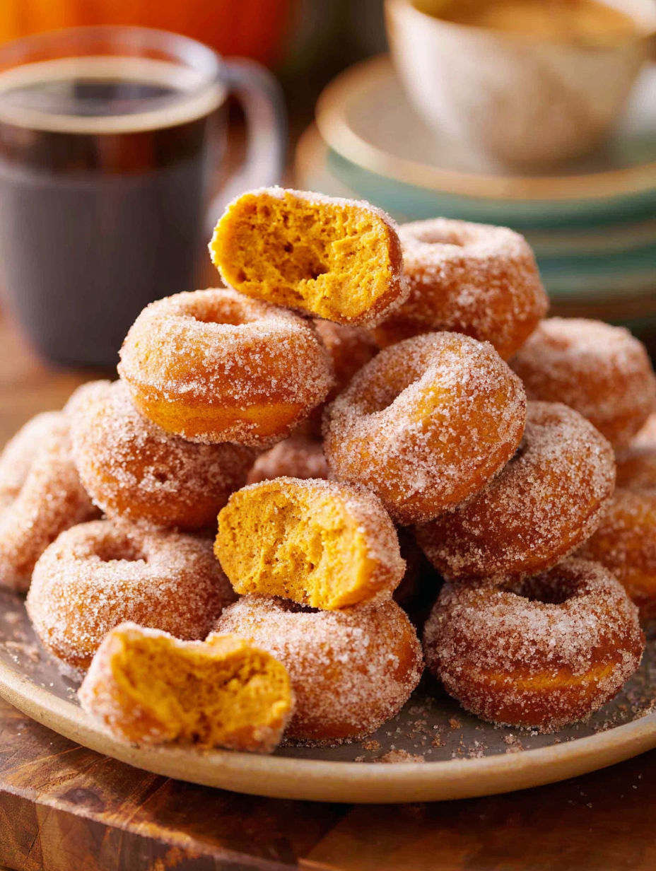 A plate of baked pumpkin doughnuts.