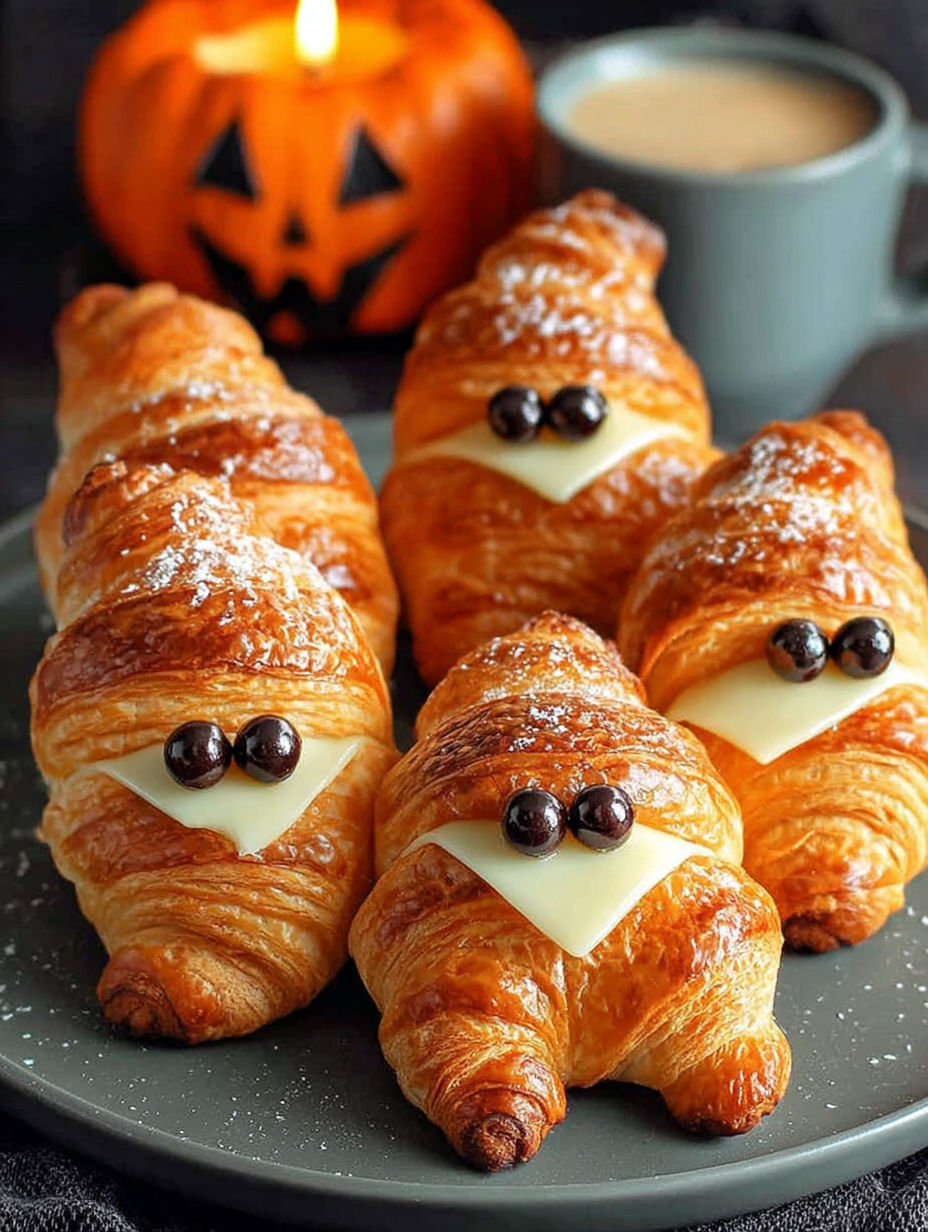 A plate of croissants with chocolate and blackberries on top.