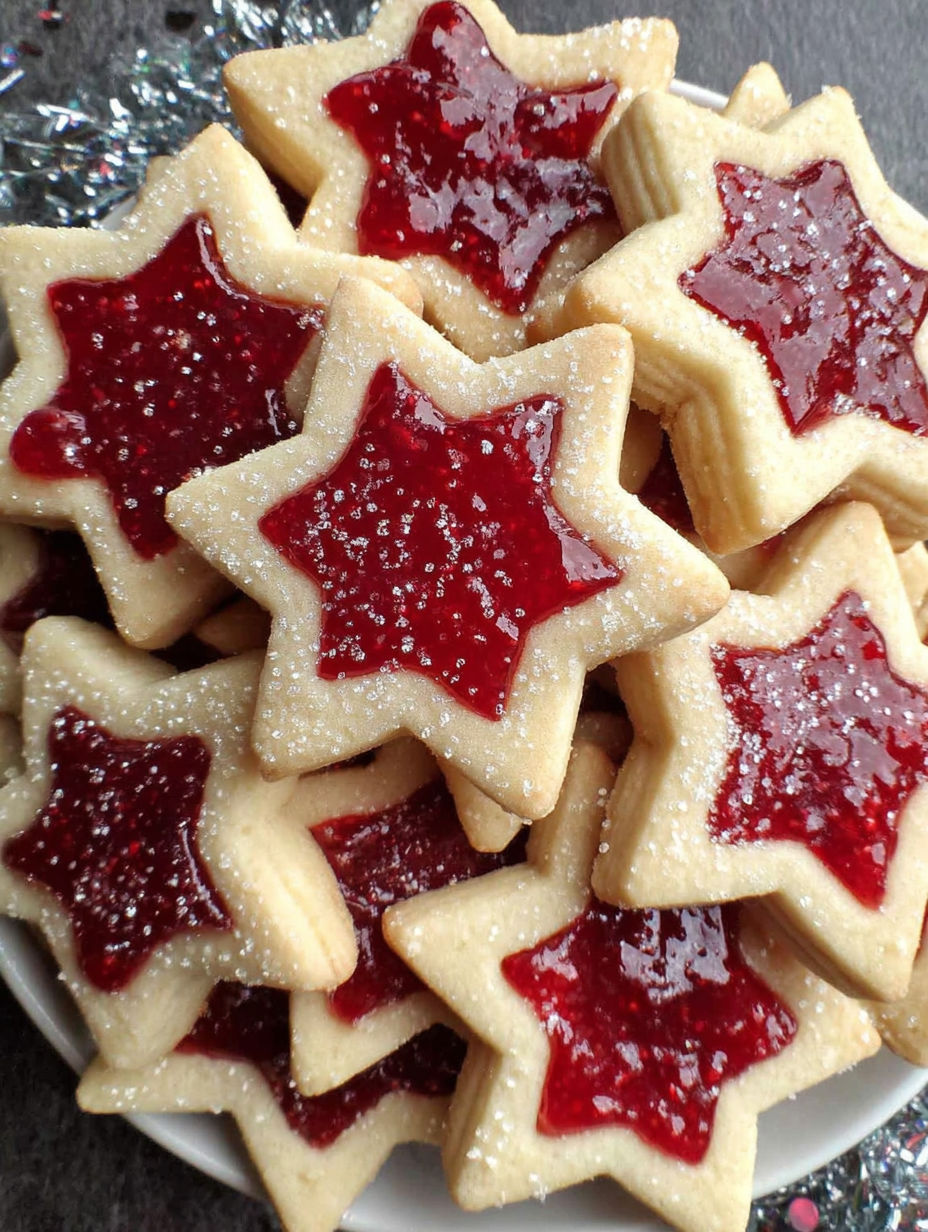 A plate of sugar plum shortbread cookies.