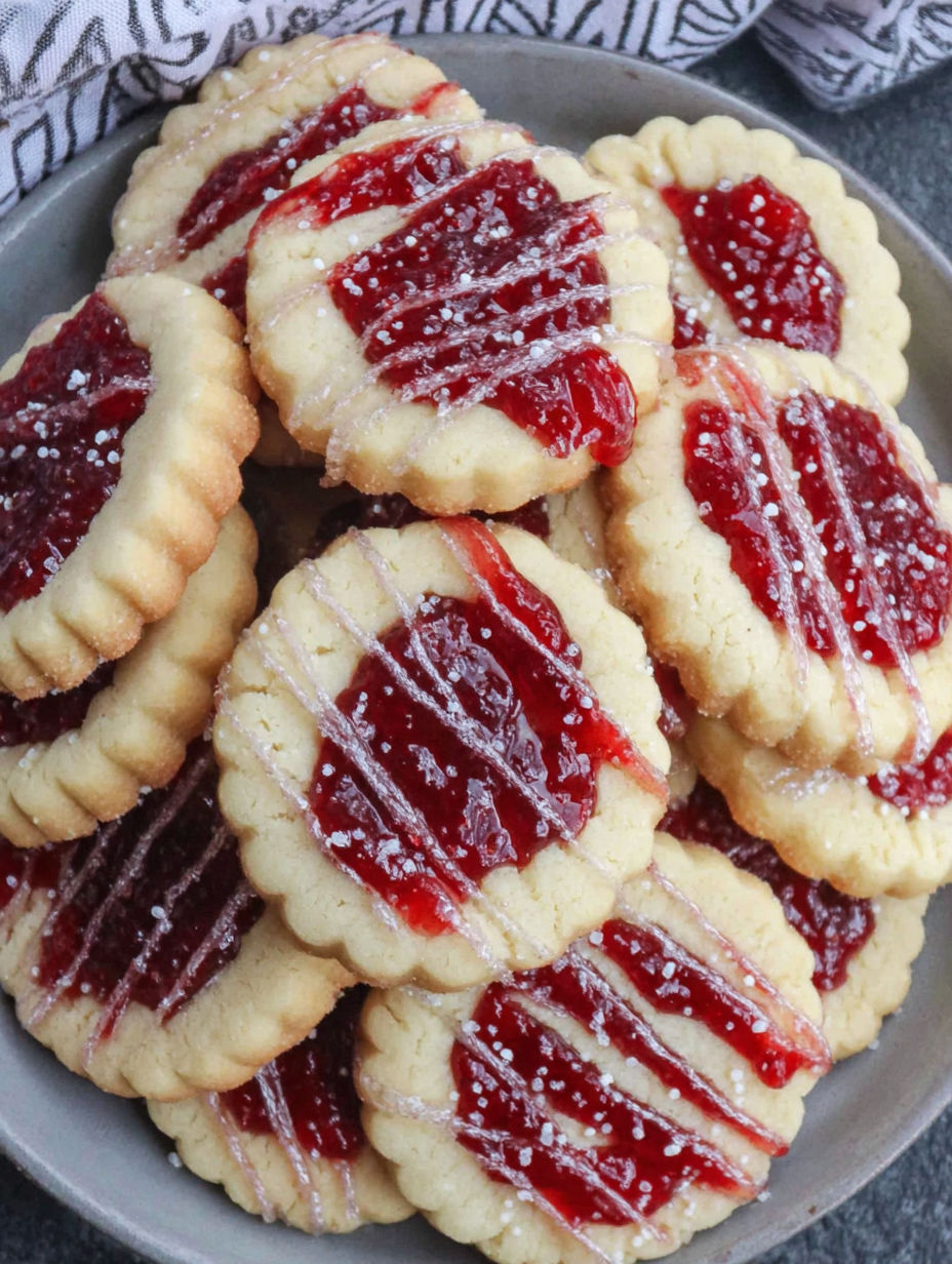 A plate of sugar plum shortbread cookies.