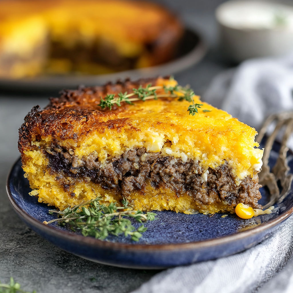 A slice of delicious pastel de choclo.