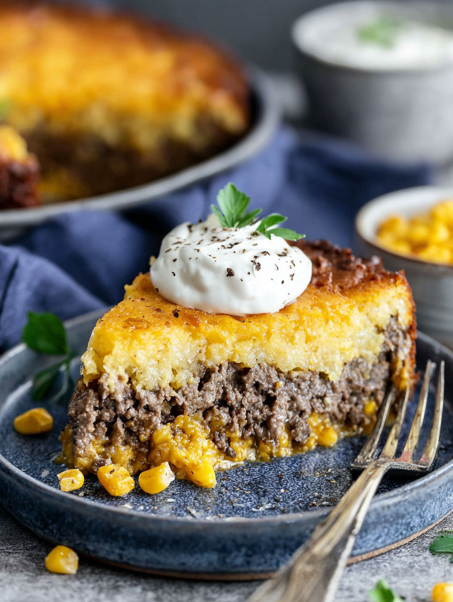 A slice of delicious pastel de choclo.